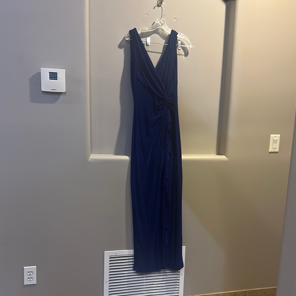 Lauren Ralph Lauren Blue Sleeveless V-Neck Maxi Dress